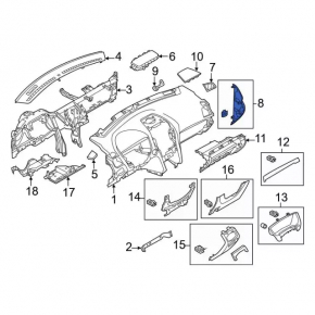 Front panel trim side left Ford Explorer 16-19 black