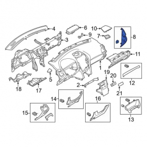 Front panel trim side left Ford Explorer 16-19 black