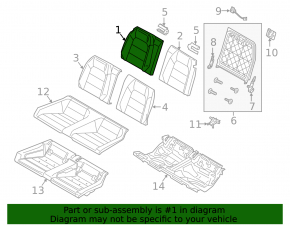 Rear seat row 2 Ford Mustang mk6 15-17 coupe, cloth right backrest