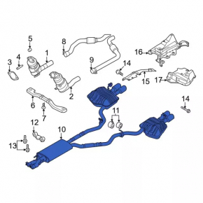 Exhaust pipe muffler assembly with barrels Ford Explorer 20-24 3.0T