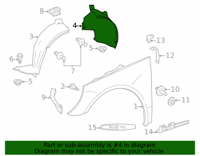 Front right rear fender liner for Mercedes R-class W251 06-13