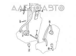 Passenger seat belt Toyota Sequoia 08-16 ser