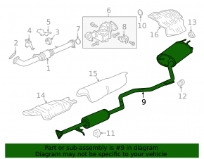 Muffler middle and rear with barrel Honda Accord 13-15 hybrid