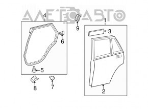 Rear left door seal for Lexus RX300 RX330 RX350 RX400h 04-08