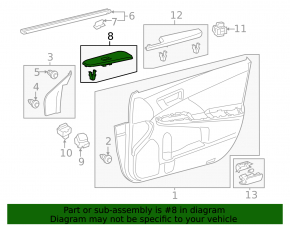 Front left window lift control trim Toyota Camry v50 12-14 usa silver with brown