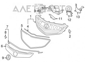Radiator grill assembly Acura TLX 15-17 prerest