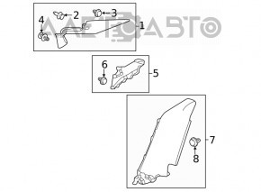Rear pillar trim upper right Honda Insight 19-22 gray