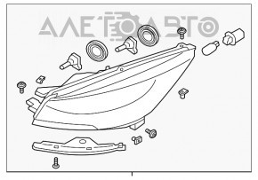 Headlight front right bare Ford Escape MK3 13-16 dorest halogen