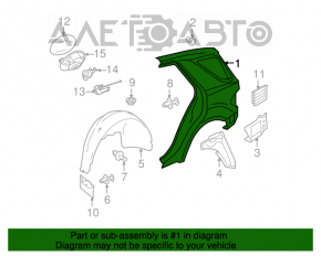 Quarter wing rear left Mercedes W164 ML