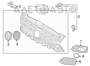 Radiator grill grill VW Tiguan 12-18 rest