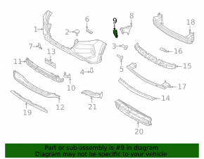 Front bumper air duct grille left Nissan Rogue 21-23 JP built, broken