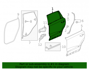 Door bare rear left Acura MDX 21-25 With sunshade, without type s advance, with sunshade, without type s advance, With sunshade, all, with sunshade, all