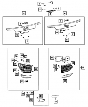 Light outer wing left Jeep Grand Cherokee WK2 14-21 chrome with mount