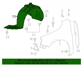 Front right fender liner Chevrolet Impala 14-20