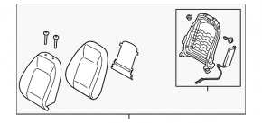 Hyundai Elantra 21-23 driver's seat back upholstery, black leather combined with gray fabric, red stitching, N Line