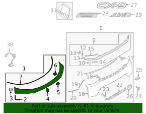 Upper trunk door trim Mazda CX-9 16 - crack