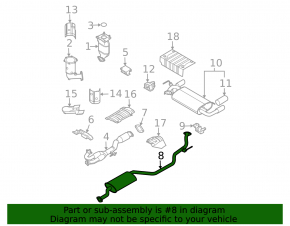 Exhaust line middle part with catalytic converter Nissan Murano z50 03-08