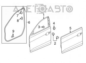 Door bare front right Acura ILX 13-22 black NH731P, dented, poked