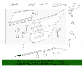Plug for the inner seal of the rear right door glass of Lexus ES 19-26 front