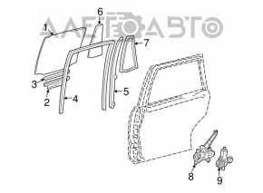 Rear right door glass for a Lexus GX470 03-09