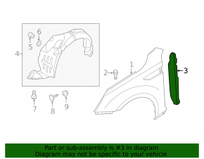 Left wing door seal for Kia Optima 16-