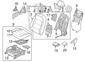 Passenger seat Kia Forte 4d 14-14 without airbag