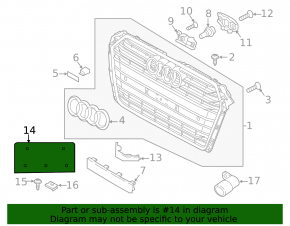 Front license plate area Audi A4 B9 17- non-factory holes