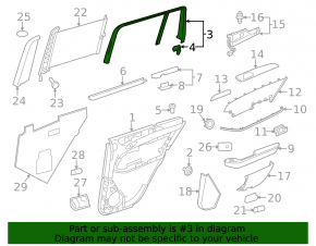 Door frame inner rear right Mercedes GLS-class X166 13-19 black without curtain