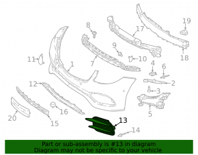Right front bumper grille for Mercedes W213 E 17-20 with parking sensors, Luxury