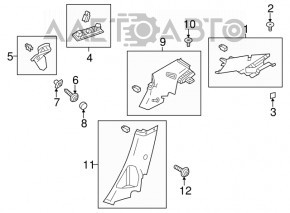Ford Focus mk3 11-18 4d rear pillar trim, right, gray