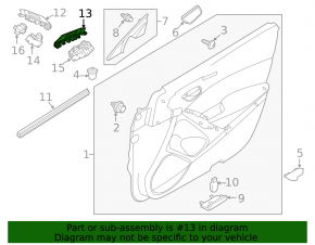 Front left window lift control trim Mazda 6 13-17 black
