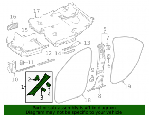 Front pillar trim left upper Mercedes CLA 14-19 black, without plug, torn