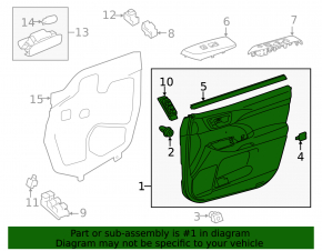 Door trim panel, front right, Toyota Highlander 14-16, black