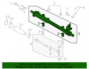 Steering rack VW Touareg 11-15 3.6 GUR chip broken
