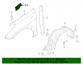 Seal wing hood-wing left Hyundai Santa FE Sport 13-18 broken fastener