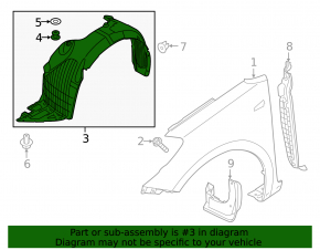 Front left fender liner Kia Forte 4d 14-16 prerest