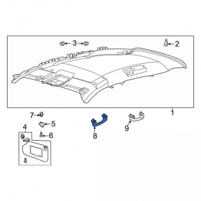 Front right ceiling handle for Ford Escape MK4 20-22 gray