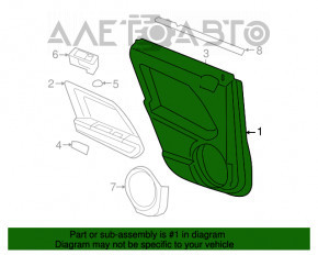 Door trim panel, rear right, Jeep Compass 11-16, brown
