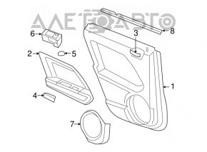 Door trim panel, rear right, Jeep Compass 11-16, brown