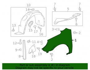 Front right wing Chevrolet Equinox 10-17
