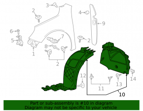 Front left fender liner Chevrolet Malibu 13-15
