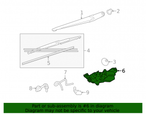 Rear wiper linkage with motor for Toyota Sienna 11-20