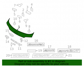 Hyundai Santa FE Sport 13-18 black trunk door molding, broken fasteners