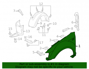 Front right wing Audi A3 09-13