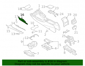 Front left center console trim Audi A4 B9 17-19 black, with plug