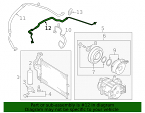 Air conditioning hose compressor-heater second Mazda3 MPS 09-13