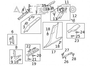 Lincoln MKZ 13-20 Lower Right Center Pillar Trim Black