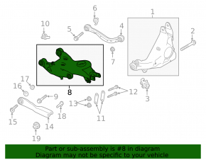 Lower control arm for rear left spring, Land Rover Range Rover 13-21