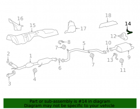 Rear muffler bracket with barrel rear Lexus ES300h ES350 19-26 with rubber