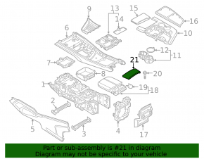 Audi Q7 16-26 black leather rear upper center console trim